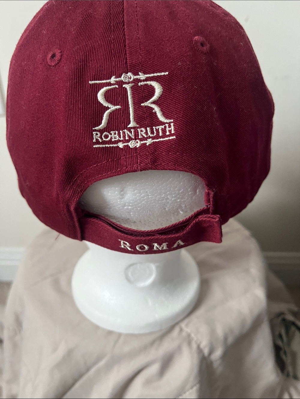 Robin Ruth Burgundy Embroidered Baseball Cap - Picture 2 of 4